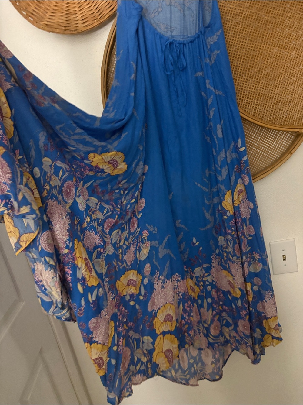 Free People Intimates Open Back Royal Blue Floral Maxi Slip Dress - Picture 6 of 6